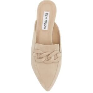 Steve Madden 'Approve' Women's 7.5 Suede Taupe Leather Chain Mule Slide